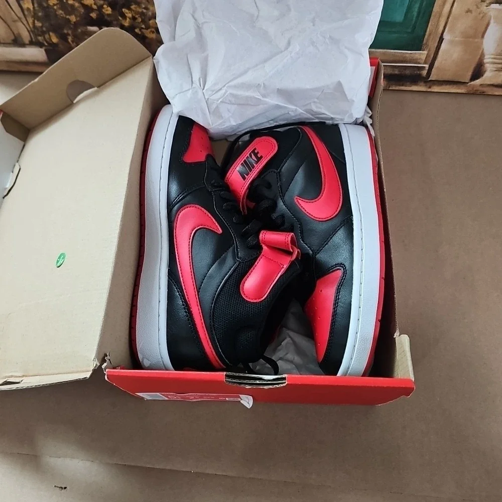 Nike Court Borough Mid 2 Black University Red GS  CD7782-003